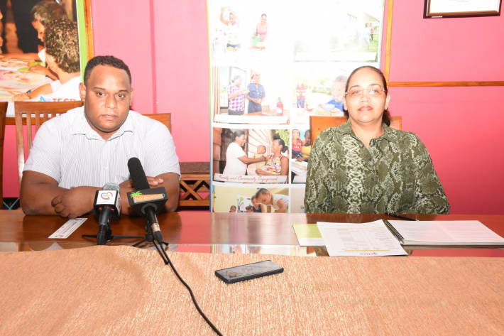 Mr Simeon and Mrs Choppy during the press conference yesterday (Photo: Louis Toussaint)